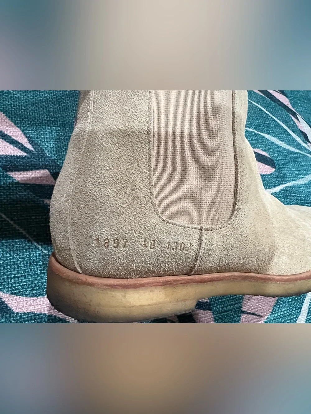Common Projects Sand Suede Leather Chelsea Boot With Gum Sole